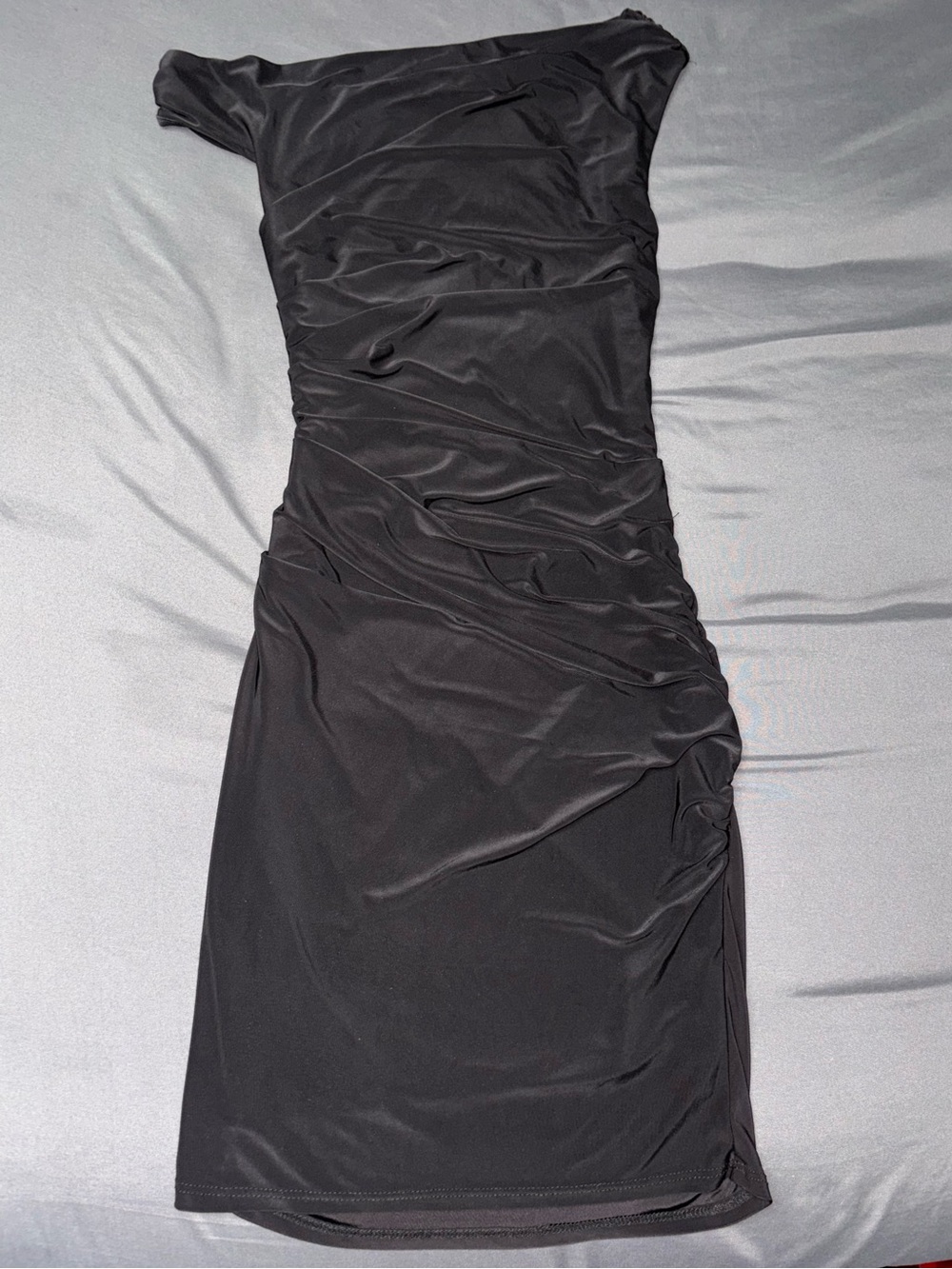 Windsor Black One-Shoulder Ruched Bodycon Dress